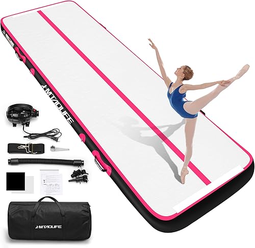 Hmtaolife Colchoneta de gimnasia con correa para el hombro, 6.610131620 pies de entrenamiento inflable para niños, piso grueso con bomba eléctrica,