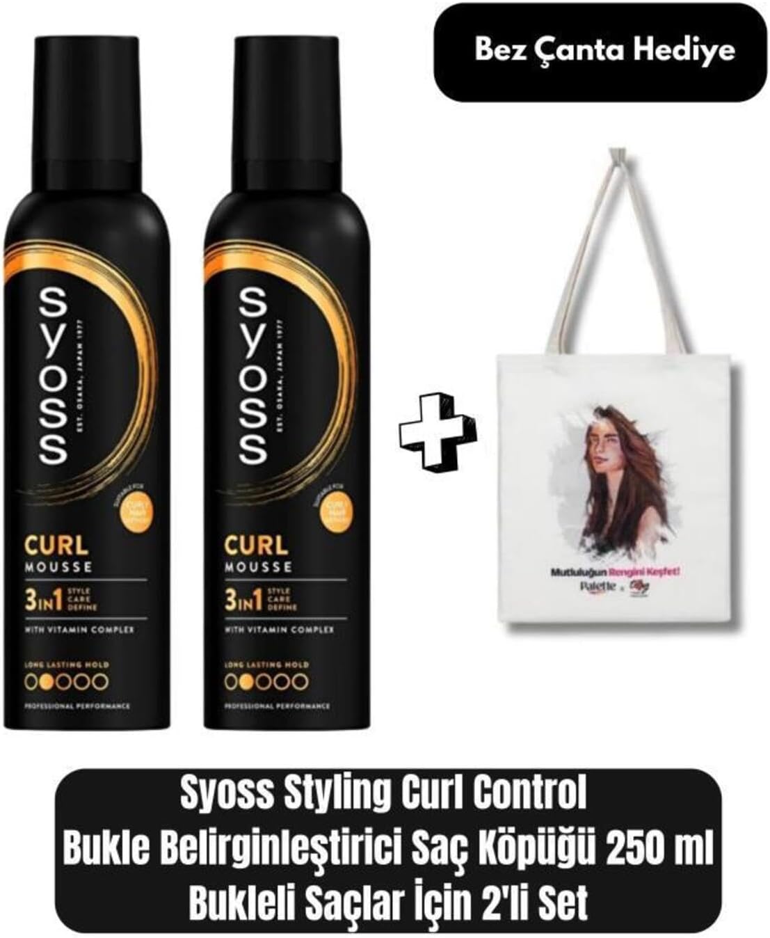 Syoss Curl Control Bukle Belirginleştirici Saç Köpüğü 250 Ml X 2’Li Set + Bez Çanta Hediye