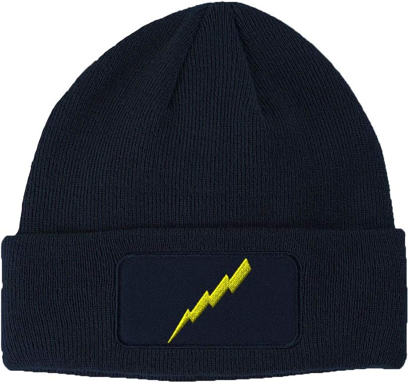 Custom Patch Beanie Flash Lightning Bolt Embroidery Acrylic