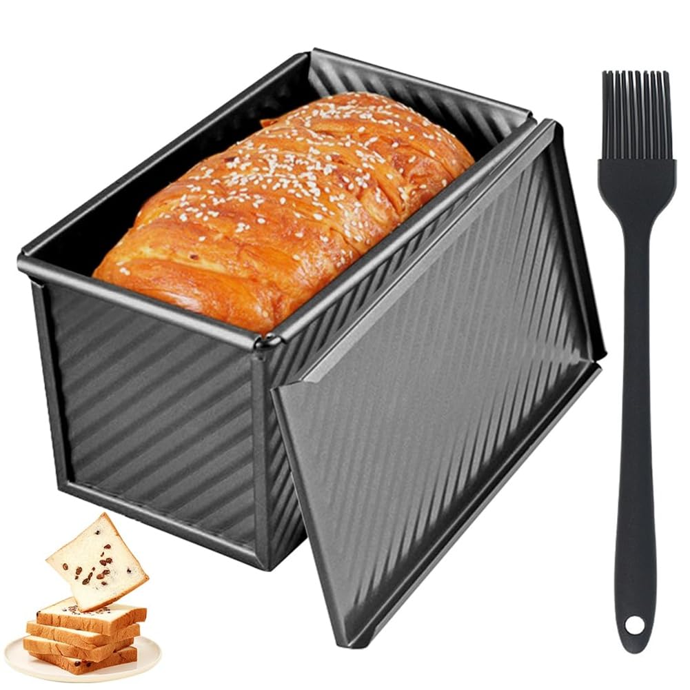 CTRLZS Bread Baking Mould with Lid, Toast Bread Baking Mould with Lid,Toast Bread Mould with Oil Brush, Bread Moulds