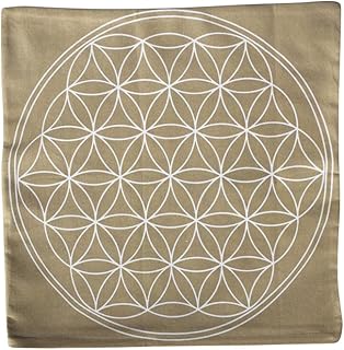 Cushion cover with flower of life Flower of Life 40 x 40 cm Beige with White