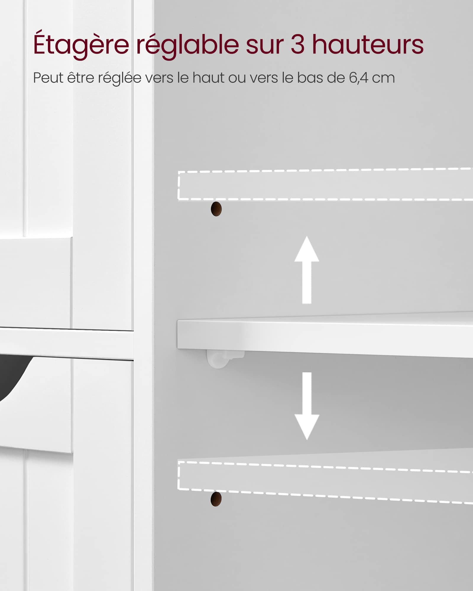 VASAGLE Meuble Salle de Bain Rangement, Commode, avec 4 Tiroirs