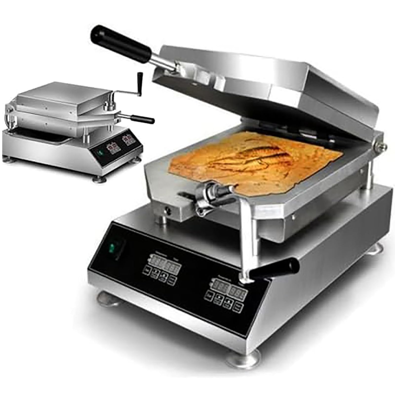 Freshly Made Prawn Tako Senbei Maker Machine,2800w Seafood Fossil Cake Machine,50-299°C Adjustable Temperature,300x350mm Panel,Crepe & Pancake Grill Roaster,For Snack Shop,Restaurants,Cafes