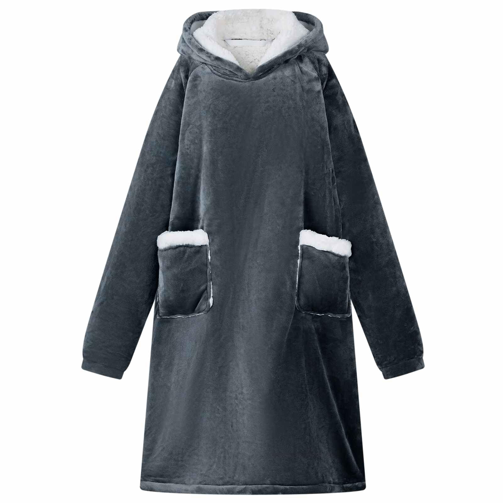Bluza z kapturem, granatowa, L polar i flanela, przytulna odzież domowa do relaksu i komfortu w pomieszczeniach, idealna na sofę, do spania, podróży i przytulnych wieczorów