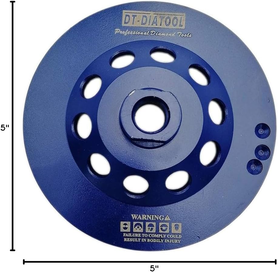 DT-DIATOOL 5 Inch Double-Row Diamond Grinding Wheel for Concrete Granite Marble