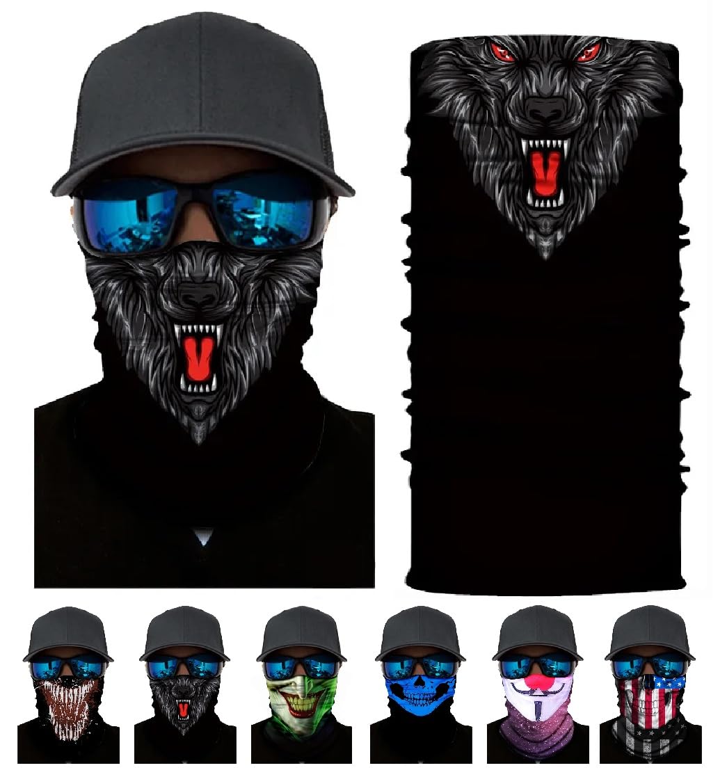 Onlybee Unisex Design 6 Headwear Bandana Snood Face Covering Neck Scarf Headscarf Men Windproof Neck Gaiter Scarf Tube Skull Character Mask (Snood, One Size)