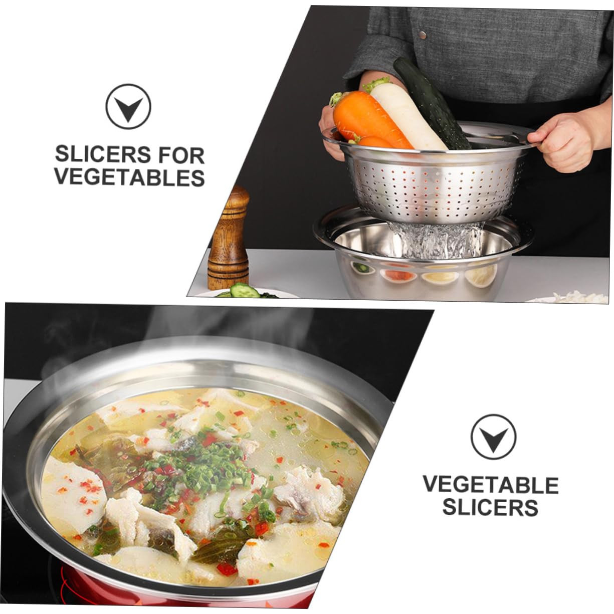 ABOOFAN Rallador y Cortador de Verduras de Cocina de Pelador y Rebanador para Lavabo y Preparar Ensaladas Cuenco de Acero Inoxidable
