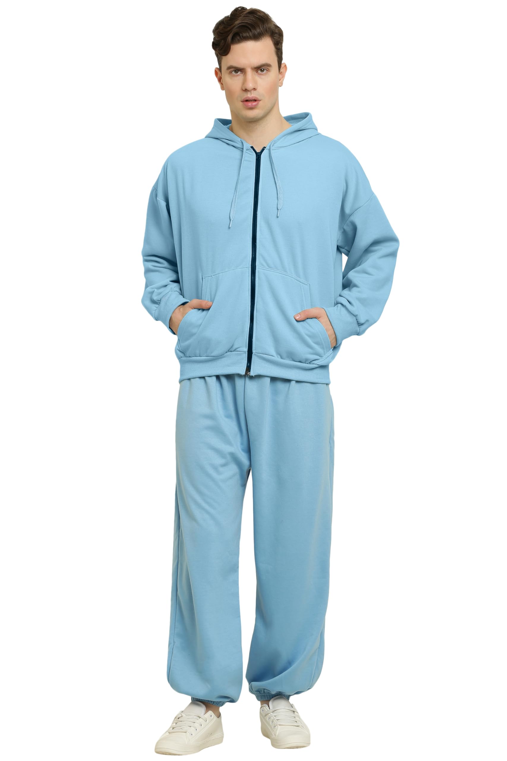 Elegance Men's Fleece Long Sleeve Zipper Hoodies Set Full Length Winter Nightwear Pajama and Jacket Set Tracksuit (7COLOURS) || Small - 3XL ||-image-44