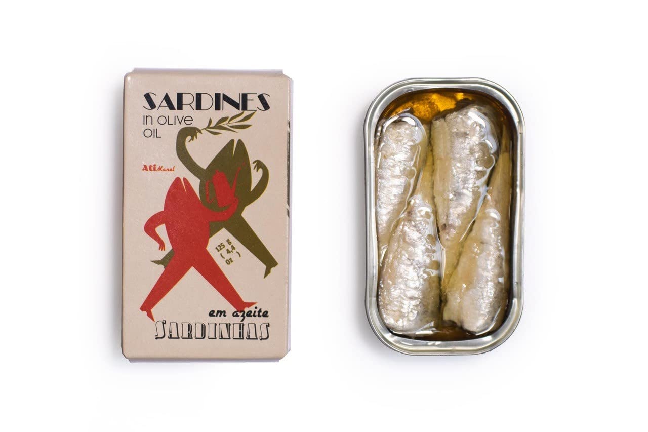 Ati Manel Canned Sardines in Olive Oil | 125g Tinned Fish | 8-Pack of 125g Cans