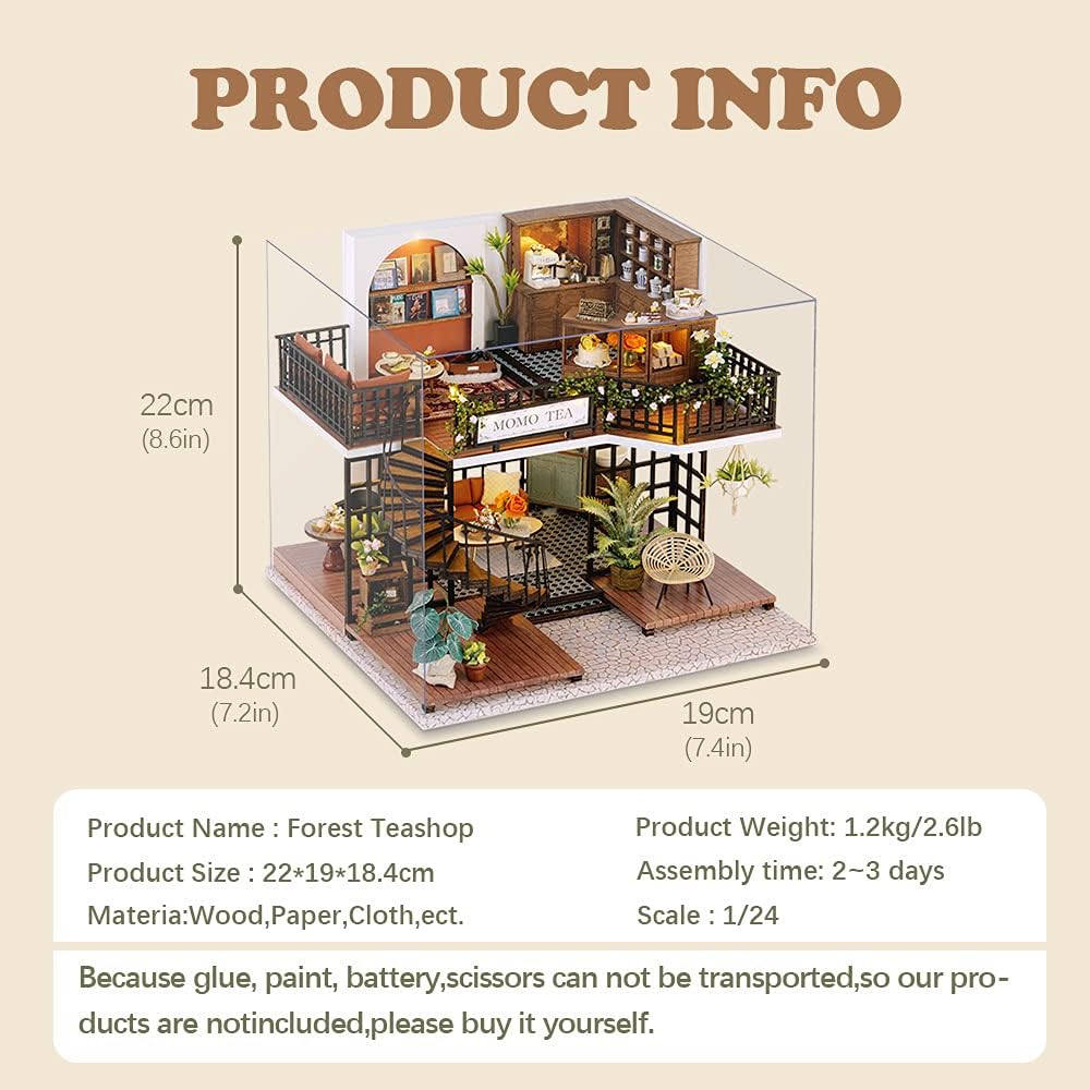 Fsolis DIY Dollhouse Miniature Kit with Furniture, 3D Wooden Miniature
