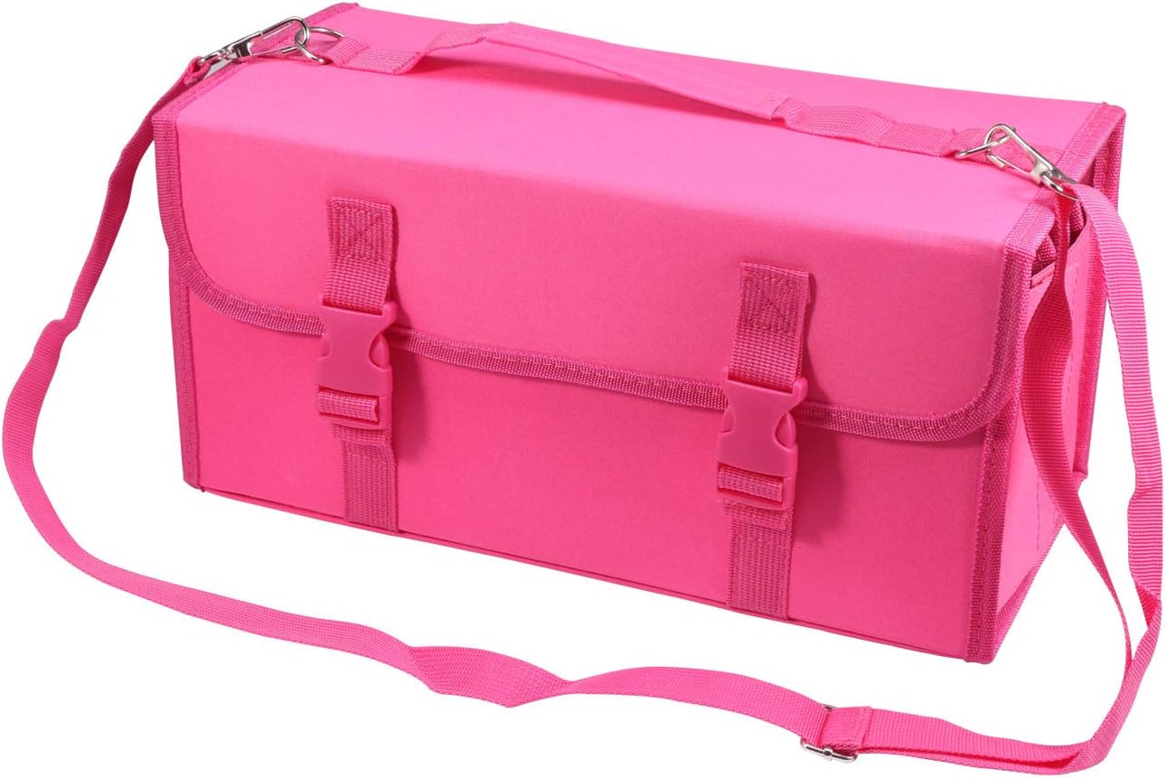 OMALOO Marker Case 120 Slots Markers Holder Storage Bag Lipstick Organizer for Copic Marker, Prismacolor Marker, Dry Erase Color Paint Markers (Rose Red)
