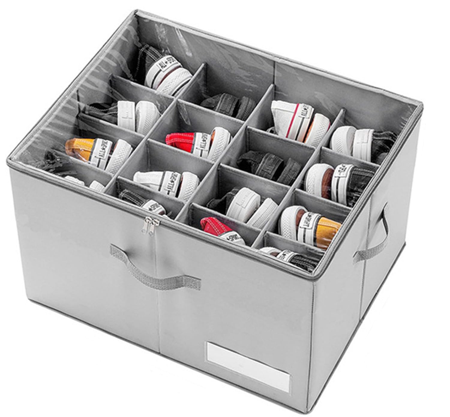 Caja De Almacenamiento De Ropa Armario Caja De Zapatos Fit 16 Doble con Tapa Transparent Zapatero Plegable Organizador Zapatos Caja De Almacenamiento Plegable con Separador