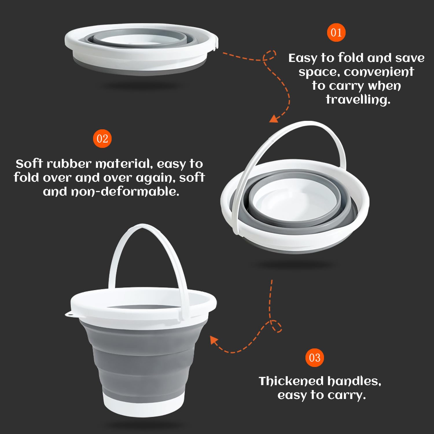 Norhogo Foldable 5L Collapsible Bucket, handy folding buckets - Image 3