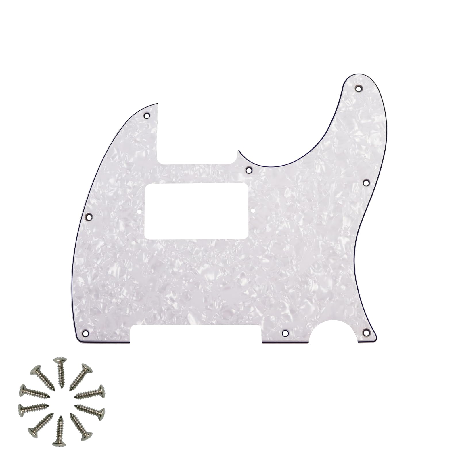 8-Hole HH Tele Pickguard for Fender Telecaster, White Pearl 4Ply