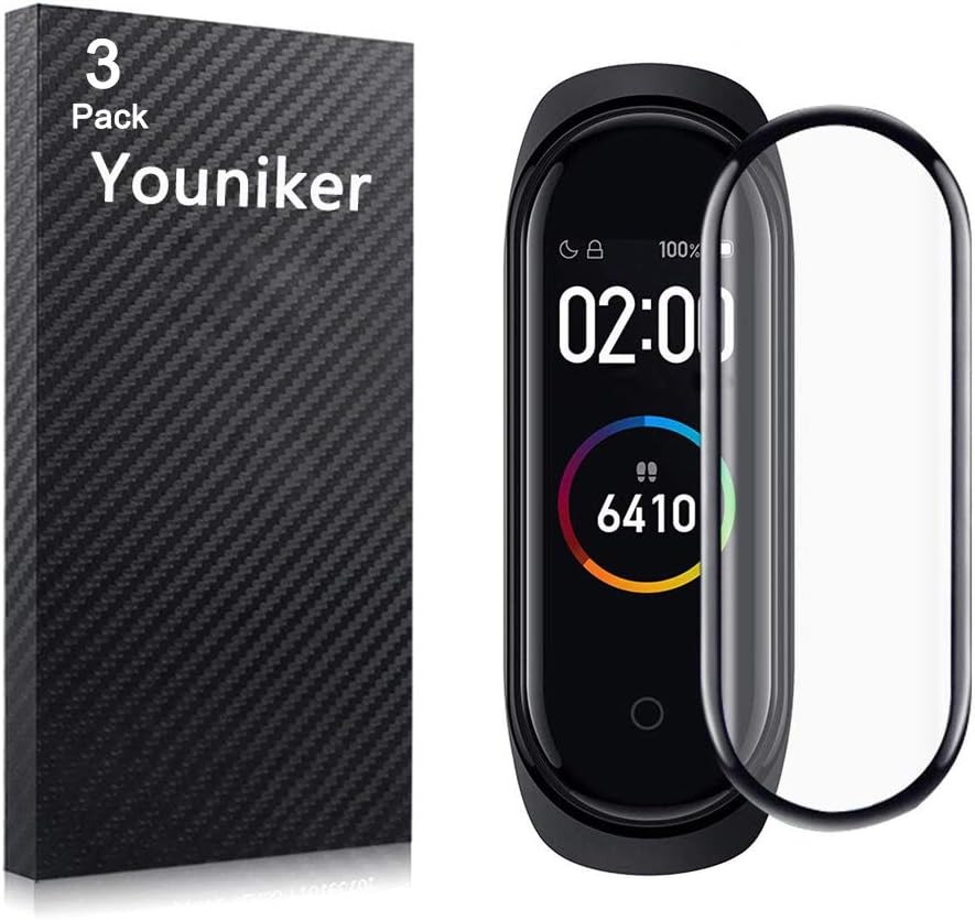 3 Pack for Xiaomi Mi Band 4 Screen Protector Film for Xiaomi Mi Smart Band 4 Screen Protectors Foils 3D Full Coverage Screen Cover Crystal Clear HD Anti-Scratch Bubble Free