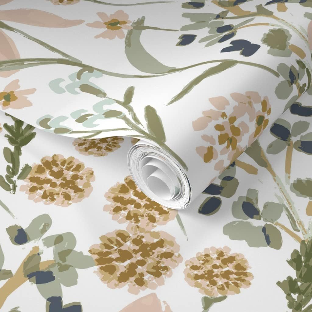 Spoonflower Removable Wallpaper Swatch - Daisy Dreams Country Floral Girl Spring Summer Large Custom Pre-Pasted Wallpaper
