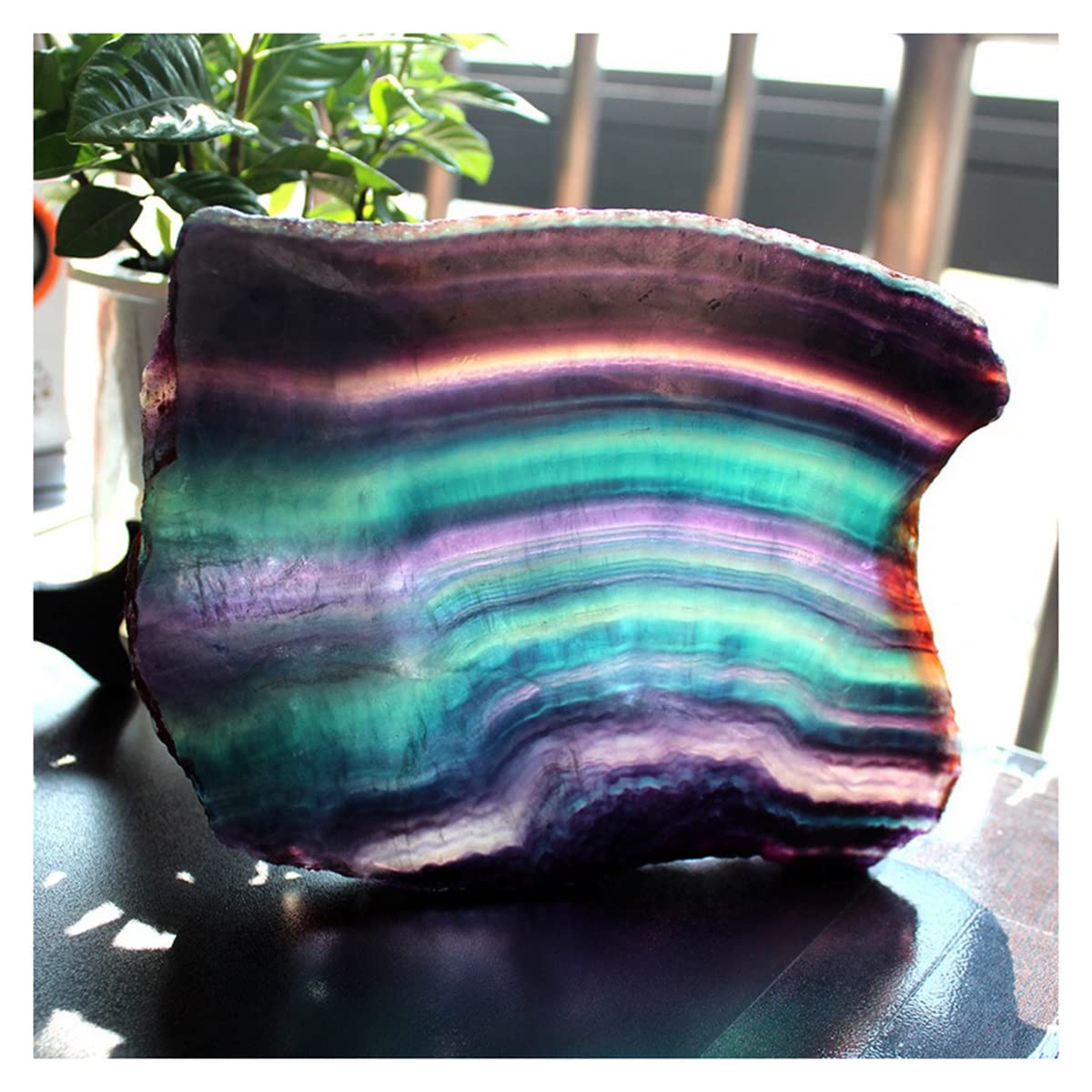 Cuarzo fluorita a rayas de colores, piedra de joyería natural y decoración para el hogar