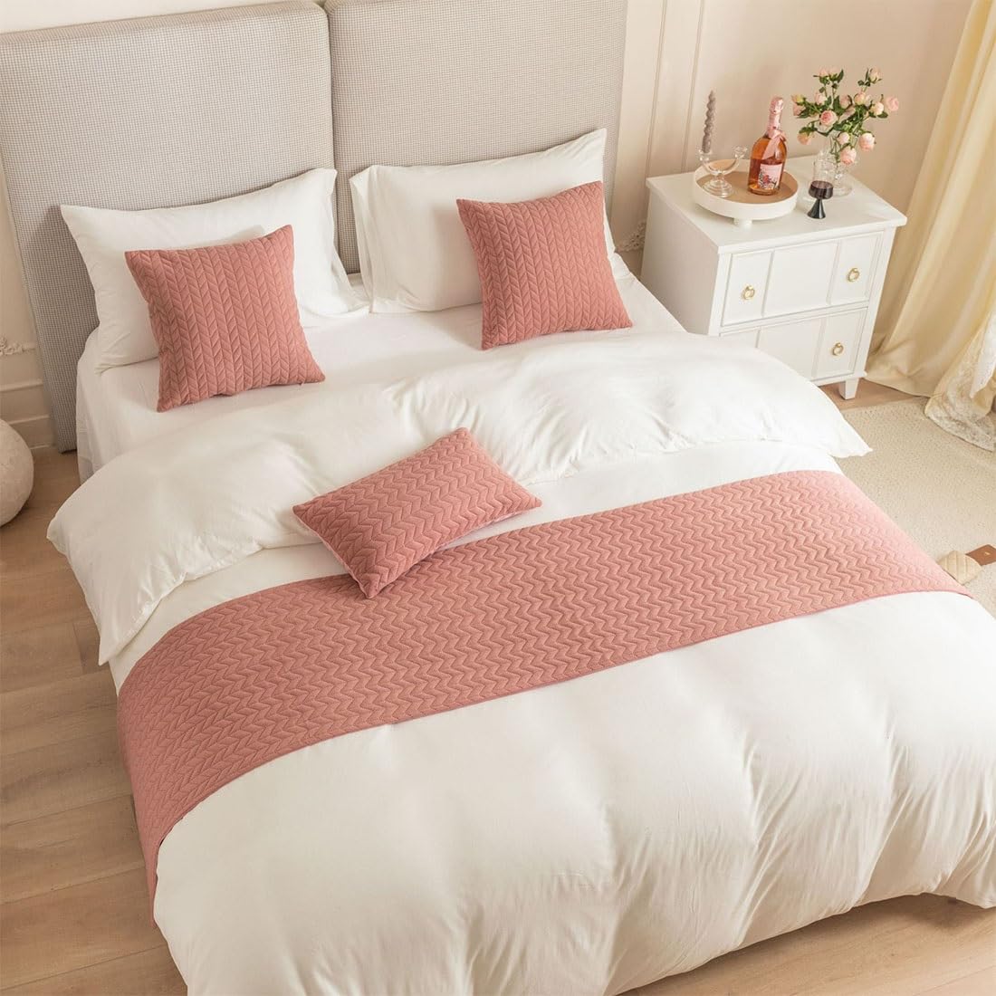HIQACTLIF Bed Runners Double, Nordic Dutch Velvet Wave Thickened Double-sided Bed Runners for Foot of Bed，Bed Runners & Scarves Protection for Hotel Guesthouse Wedding Room