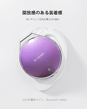 ワイヤレスイヤホン 紫色 充電ケース付き ワイヤレスイヤホン Bluetooth5.3 クリアケース カナル型 軽量