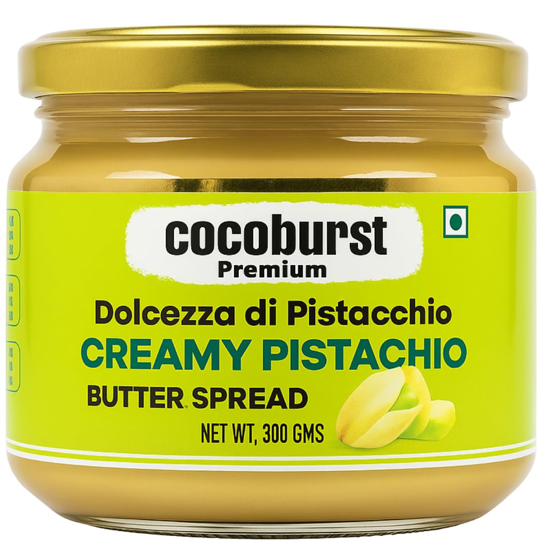 Jindal Cocoa Cocoburst Pistachio Spread with 40% Pistachios – Creamy Pistachio Butter & Pista Cream for Kunafa – 300g | Cocoa Butter Blend | No Palm Oil | Protein-Rich | No Trans Fat, Colors, or Preservatives | 100% Vegetarian.