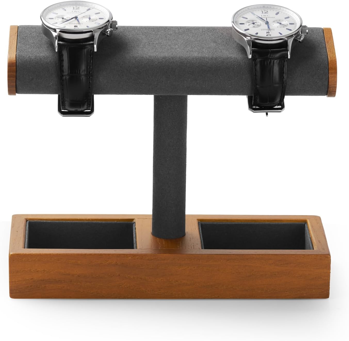 Solid Wood Watch Display Stand T-bar Watch Stand Holder Organizer For Men And Women (Grey)