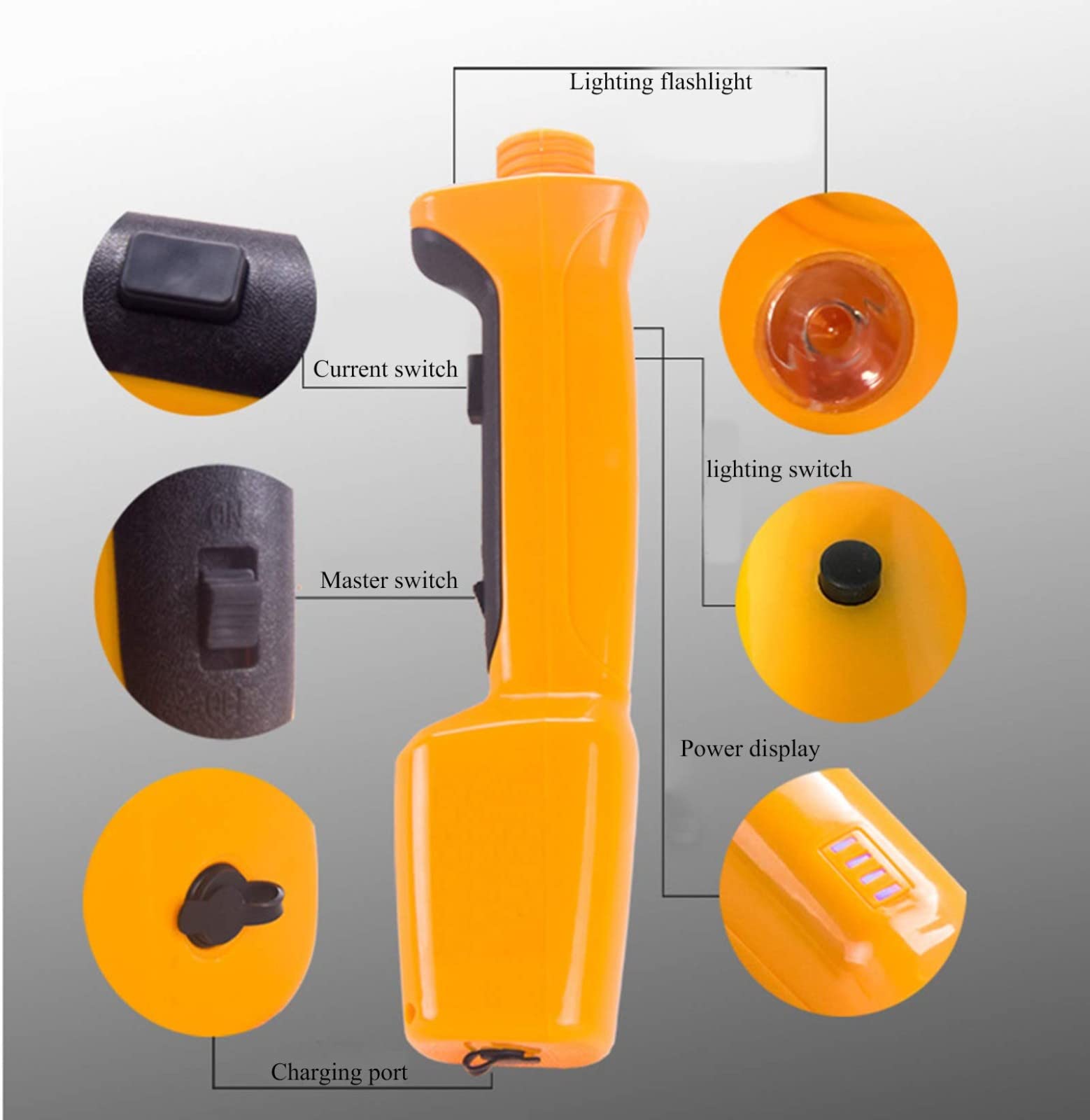 Animal Electric Prod Hot Shock Mano Choque Cerdo Ganado Pinchar La Seguridad Choque Prodder Empujador Recargable con Iluminación LED para Ovejas Vacas Cerdos Ganado Y Perros