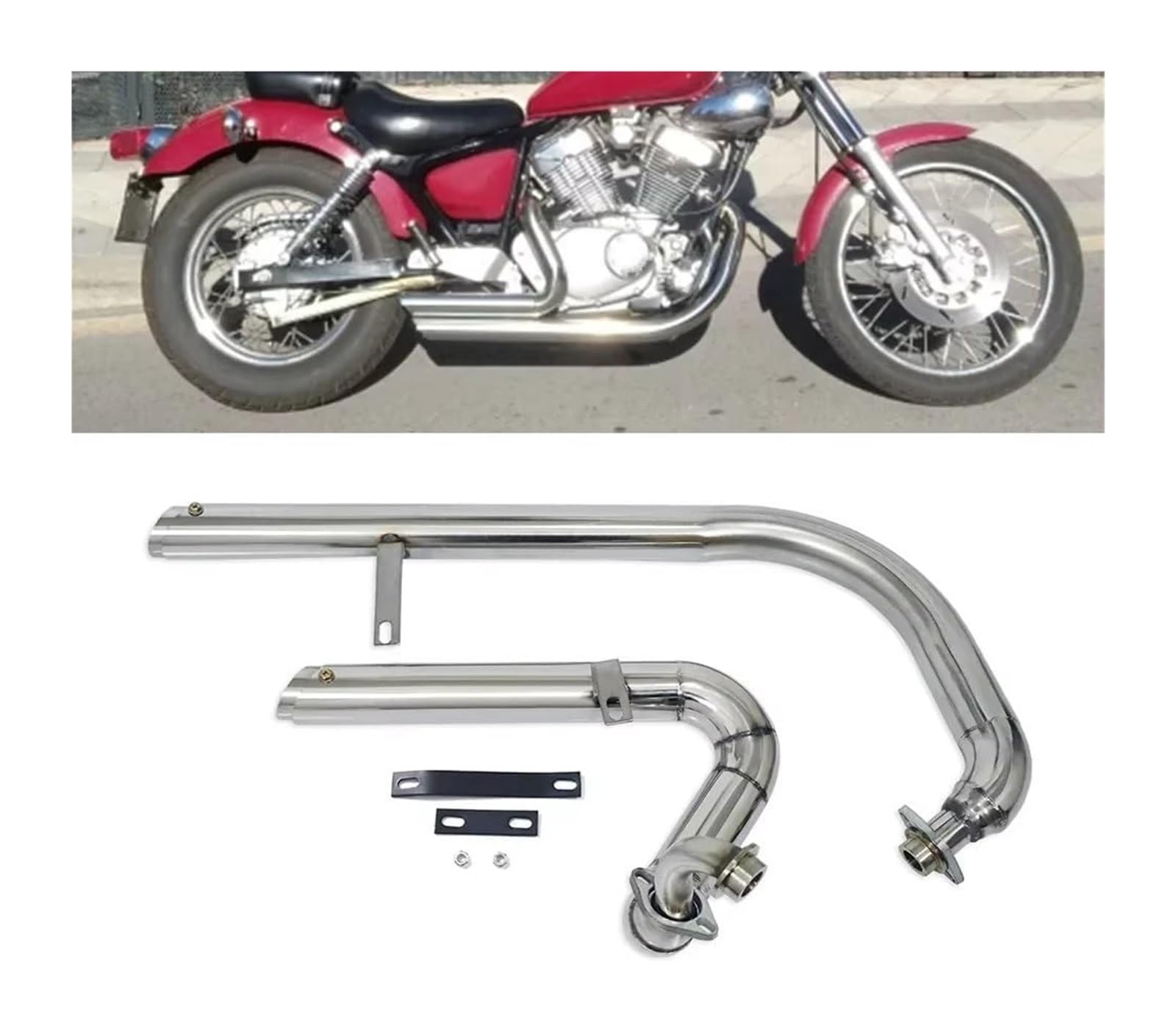 Motorrad Auspuff Schalldämpfer Für Yamaha Virago 125 XV125 XV250 Komplettsystem Schwarz