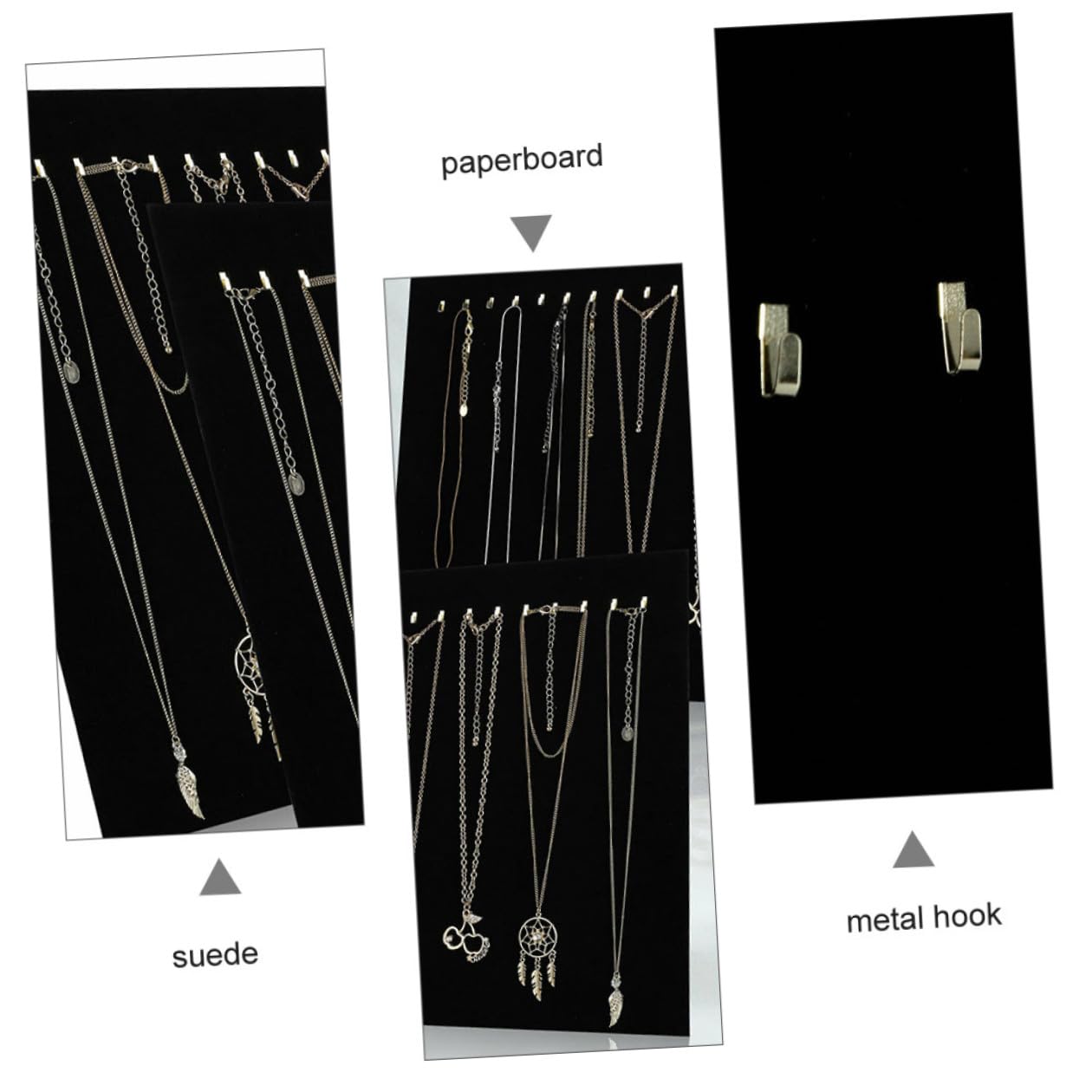 ibasenice Organizador de Collares 17 Ganchos, 2 Piezas, Material Metálico y Cartón, Peso Reducido y Fácil de Montar para Exhibición de Joyas en Casa o Ferias