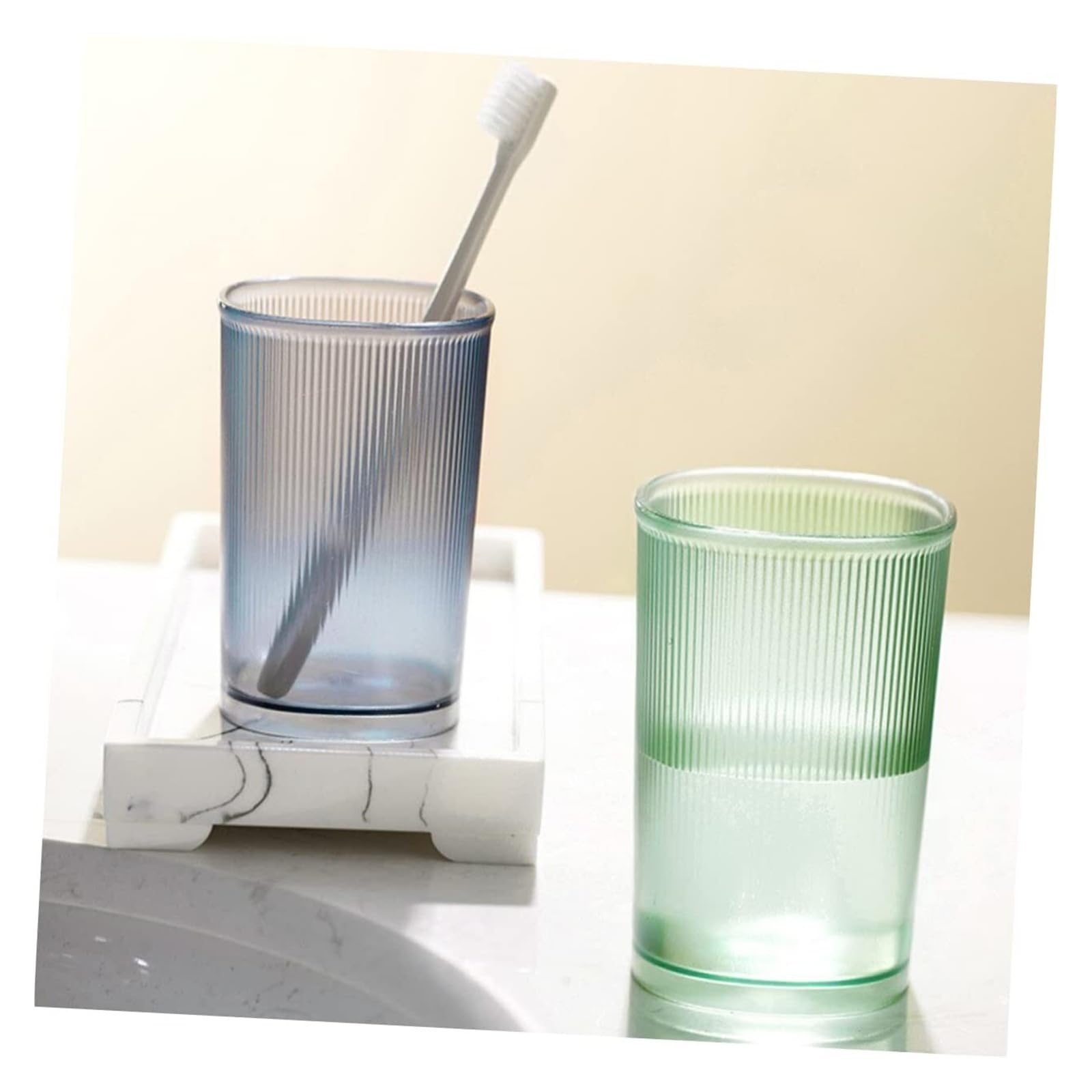 Soportes para cepillos de Dientes Juego de Vasos Enjuague bucal plástico a Rayas, Soporte portátil for Cepillo Dientes, 3 uds Organizador de Accesorios