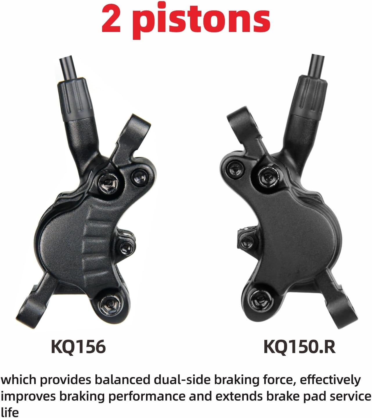 Hydraulic Disc Brakes Set for ETrike, 2.3 Caliper Spacing, Large Oil Cup & Parking Switch, 2-Pin Power Cut-Off, Left Front 1000mm Right Rear 1800mm, Fit 160/180mm Rotor for ETrike