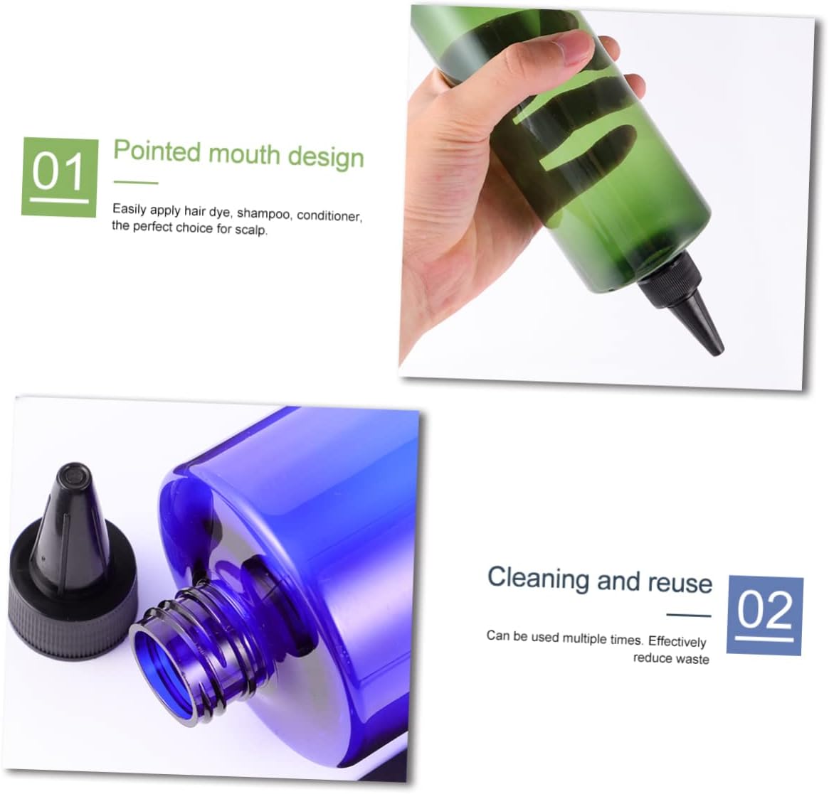 4pcs 500ml Hair Dye Bottle Pointed Mouth Refillable PET