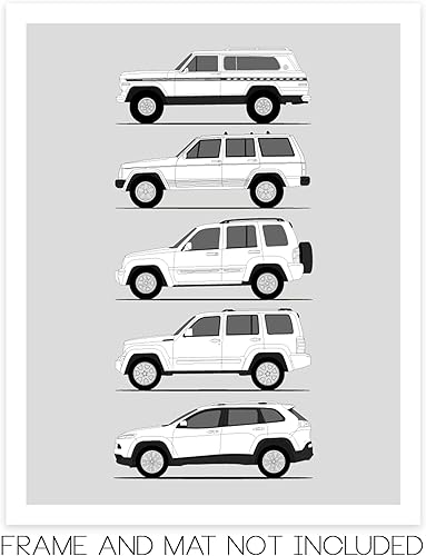 Miniatura 9 de Jeep Wrangler Generations (Yj, Tj, Jk, Jl) Inspired Poster Print Wall Art Handmade the Wrangler Generations (8x10" Print (Unframed), Satin Paper)