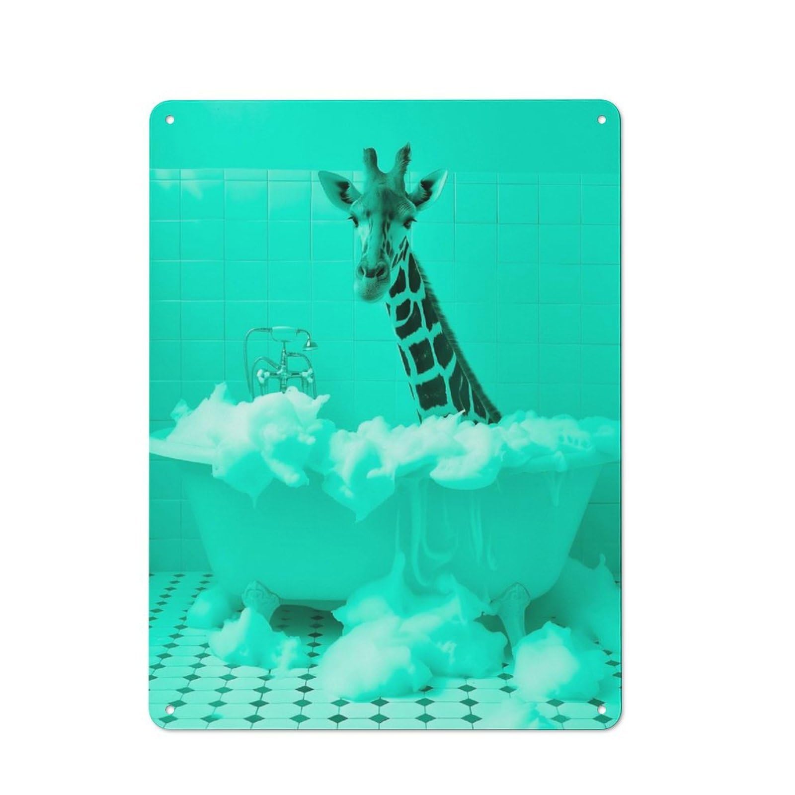 Junmoney Giraffe In A Bathtube Smart Office Metal Sign 40X30cm, Study Room Decor For Home Office, Reading Corner Or Bedroom