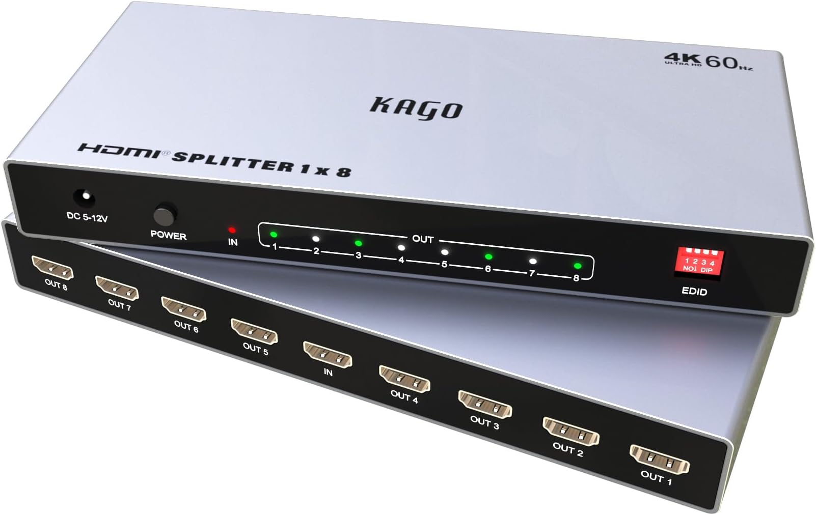 KAGO 4K@60Hz 8 Port HDMI Splitter 1 in 8 Out with EDID