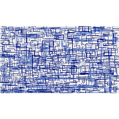 Toile art abstrait bleu géométrique grand format salon chic