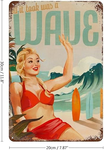 Miniatura 2 de Póster vintage de surf All It Took Was A Wave, impresión artística retro de oleoducto hawaiano, póster retro de surf de California, póster de surf