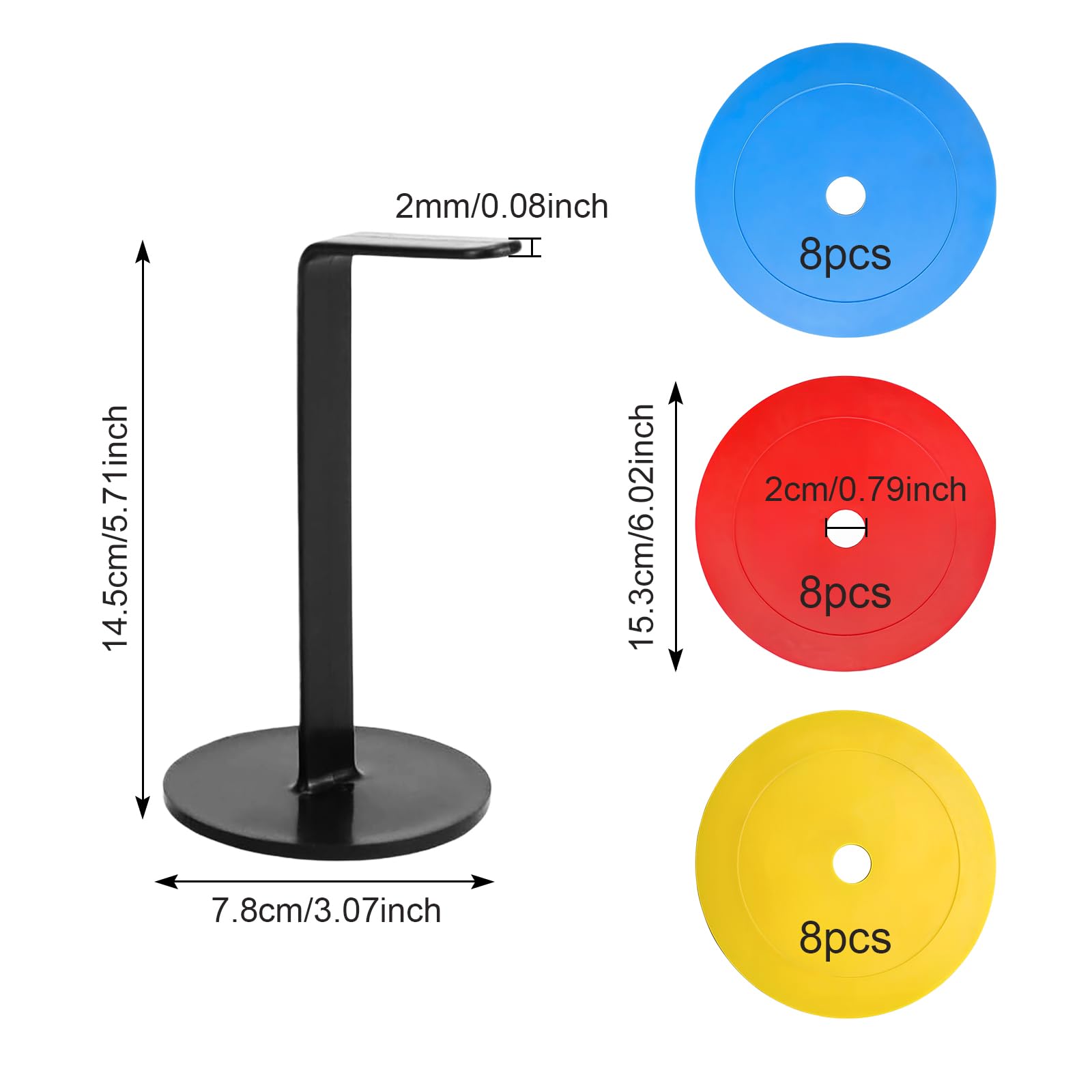 Lot de 24 Disques de Marquage Plat, 15cm Disque D'entraînement de Footbal- Antidérapants et Souples, Cônes de Marquage en PE Flexible, Dotés d'un Support pour Portabilité et Rangement