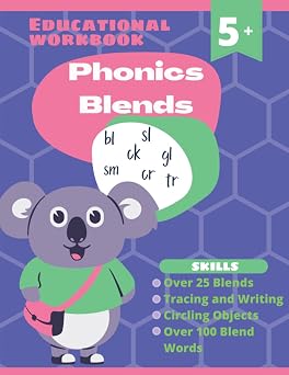 Phonics Blends Workbook, over 100 Blend Words, r-blends, l-blends, s-blends, ending blends and More! Educational Workbooks PreK-1 Collection