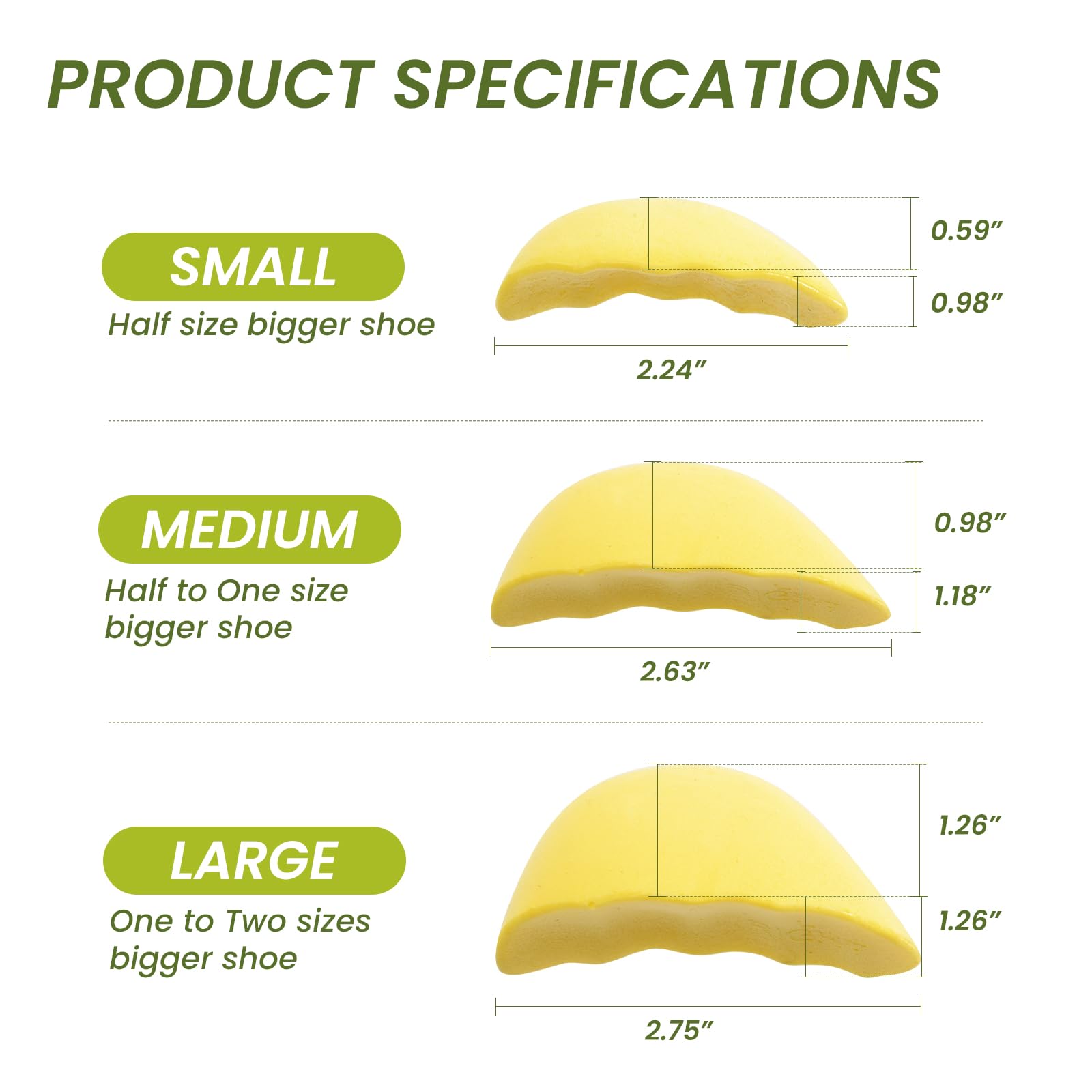 Condition photo showing New/Like New for Bukihome Shoe Filler Insert - 4 Pairs Shoe Filler for Too Big Shoes, Heel Cushions for Women, Toe Inserts, Size Reducer Make Shoes Fit, Cushions for Women, Yellow, L