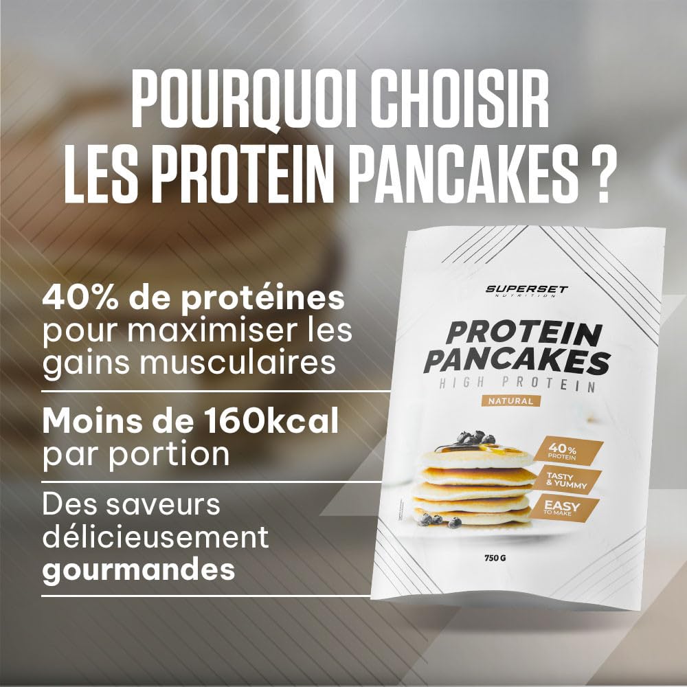 Superset Nutrition | Pancakes Proteines (750g) | Pancakes protéinés | Préparation en poudre pour pancakes protéinés - Nature
