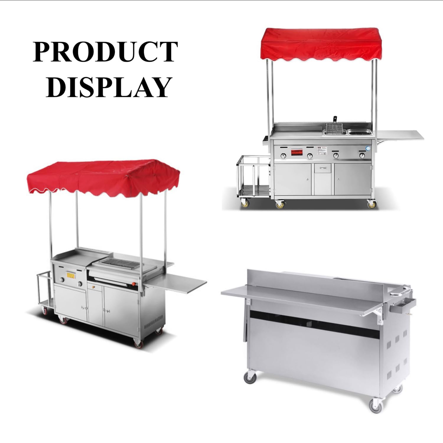 Camión de Venta Ambulante con toldo, Remolque de Comida Totalmente Equipado, Carrito de Venta para Exteriores; Ideal para mercados, Eventos de Comida callejera y Festivales