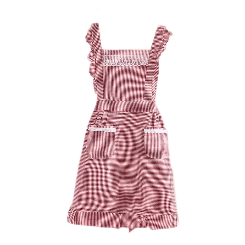 SSDD Cocina de Cocina casera, con una Hermosa Moda de Estilo Occidental Delantal de la Moda de los instintos. (Size : Red)