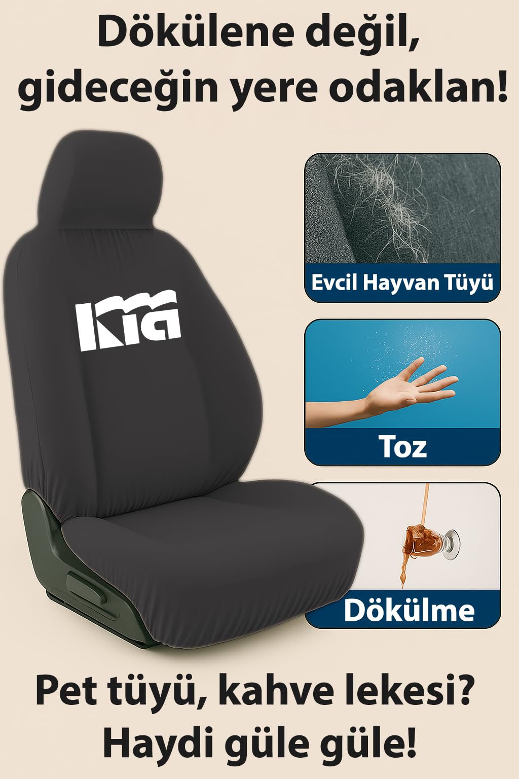 Aracınız için özel olarak tasarlanan Kia Sportage ile uyumlu oto koltuk kılıfı ile sürüş Siyah