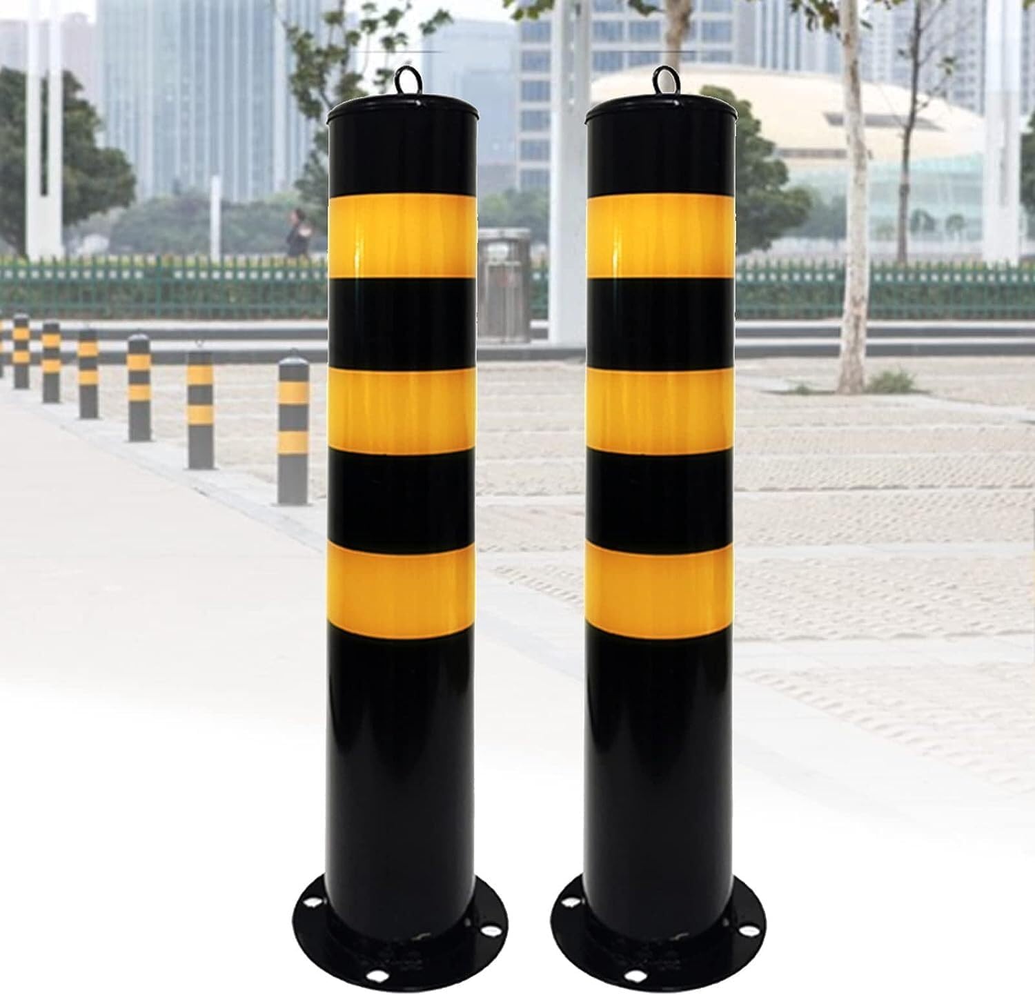 JYBNBBE Delineator Post Cone Driveway Caution Sign Parking Bollards Concrete in Security Posts Parking Bollards Barrier Car Security Reflective Tape Security Posts, for Driveways,2pcs-75cm