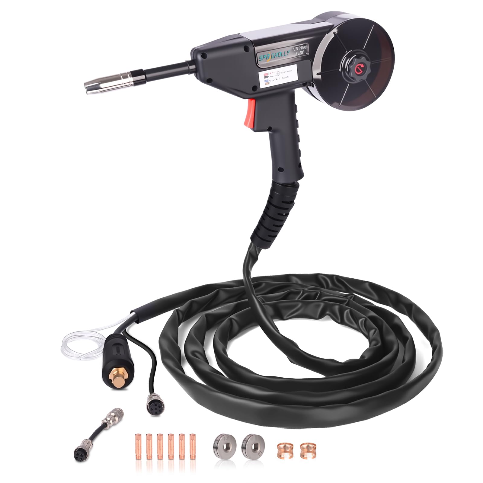 Pistola a bobina, pistola di saldatura MIG per alluminio da 150 ampere, compatibile con MIG200 e MIG250