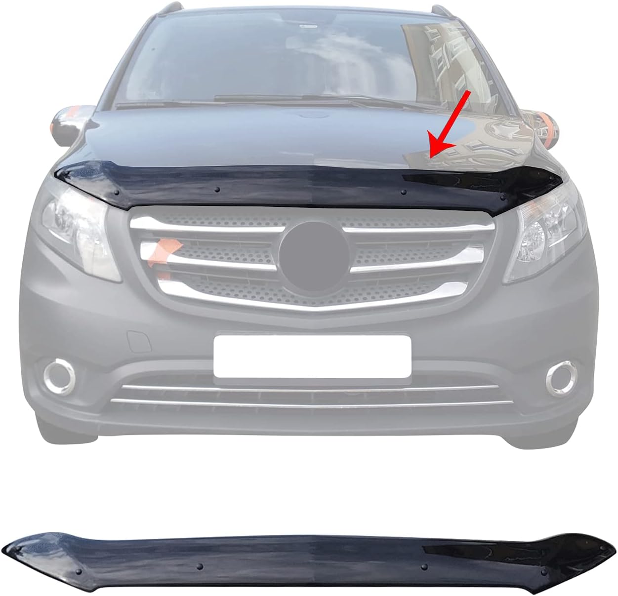 OMACBonnet Deflector Stone Chip Protection Compatible with Mercedes Vito W447 2014-2021 Black Insect Bonnet Protector Frame Protection Mask Car Accessories
