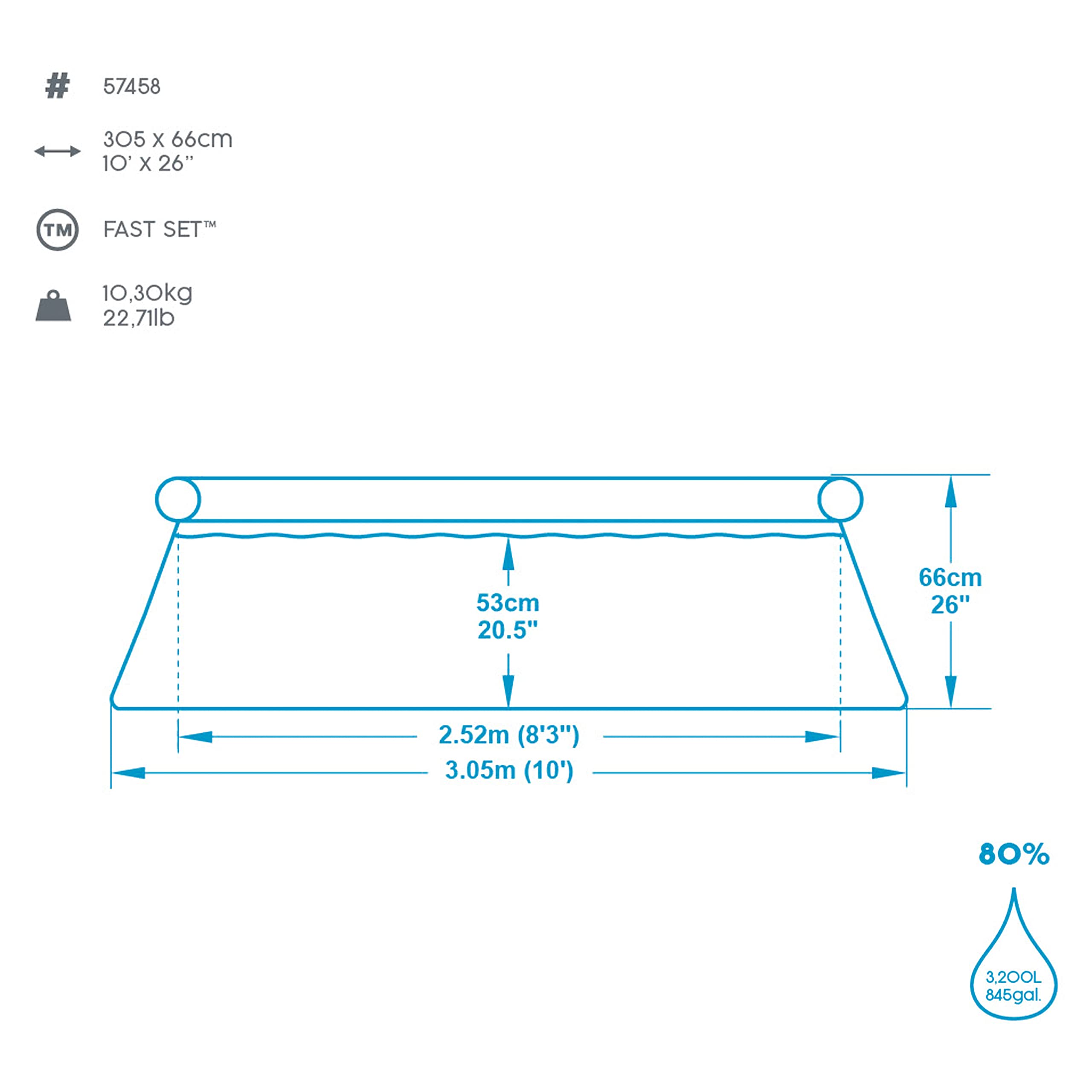 Bestway Piscine ronde Fast Set 305x66 cm Bleu