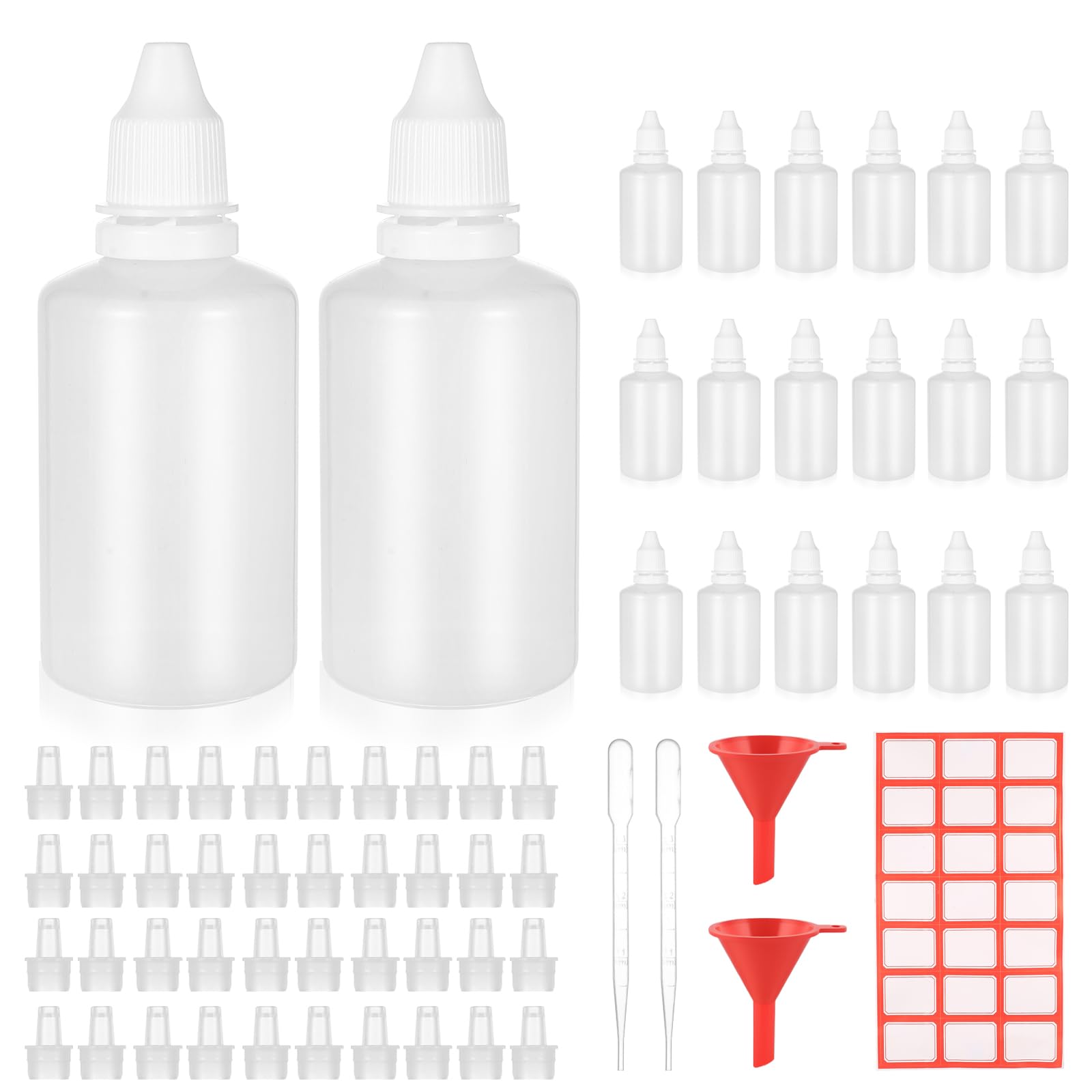 Paquete 20 botellas líquido 50 ml cuentagotas vacías dosificadoras plástico aceites esenciales