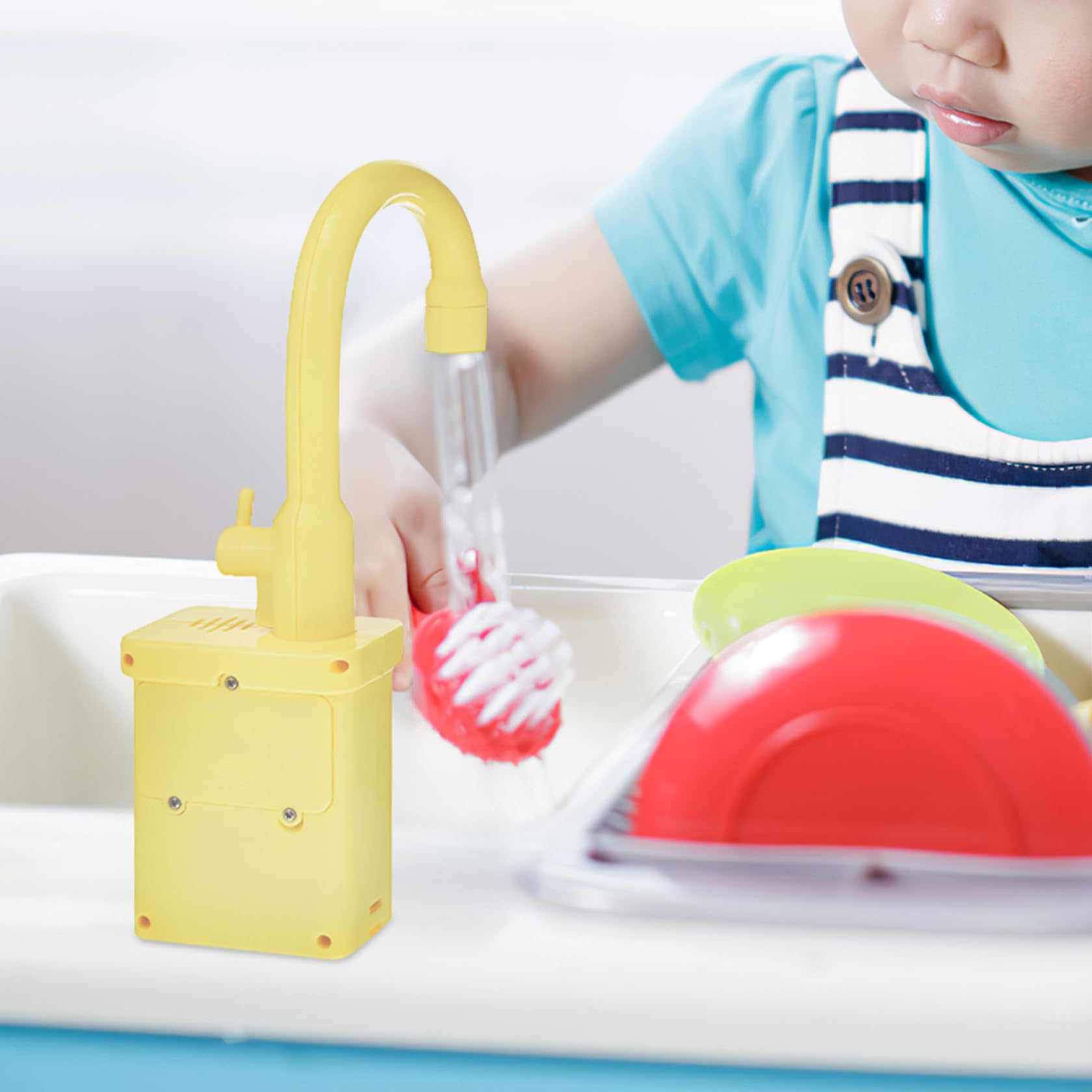 Rubinetto per lavandino giocattolo, lavandino giocattolo in plastica con acqua corrente, 6, 1x10, 8" rubinetto per lavello da cucina di ricambio accessori per casetta da gioco per bambini bambine