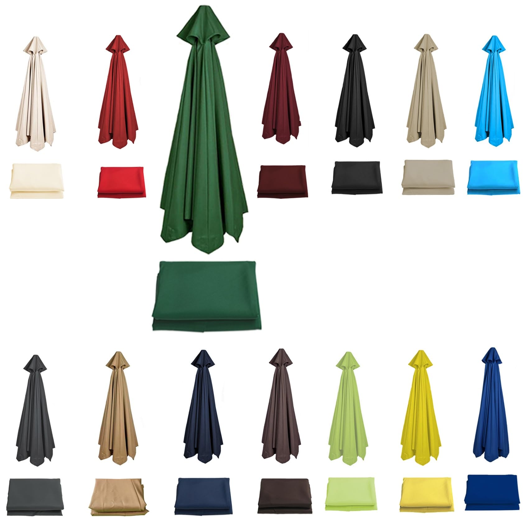 Sun Umbrella Replacement Cloth Parasol Umbrella Replacement Canopy Cover 6 Arms 8 Arms Replacement Parasol Fabric Canopy For Standard & Cantilever Parasols 200cm/270cm/300cm(Color:Green,Size:3.0 m-6 A